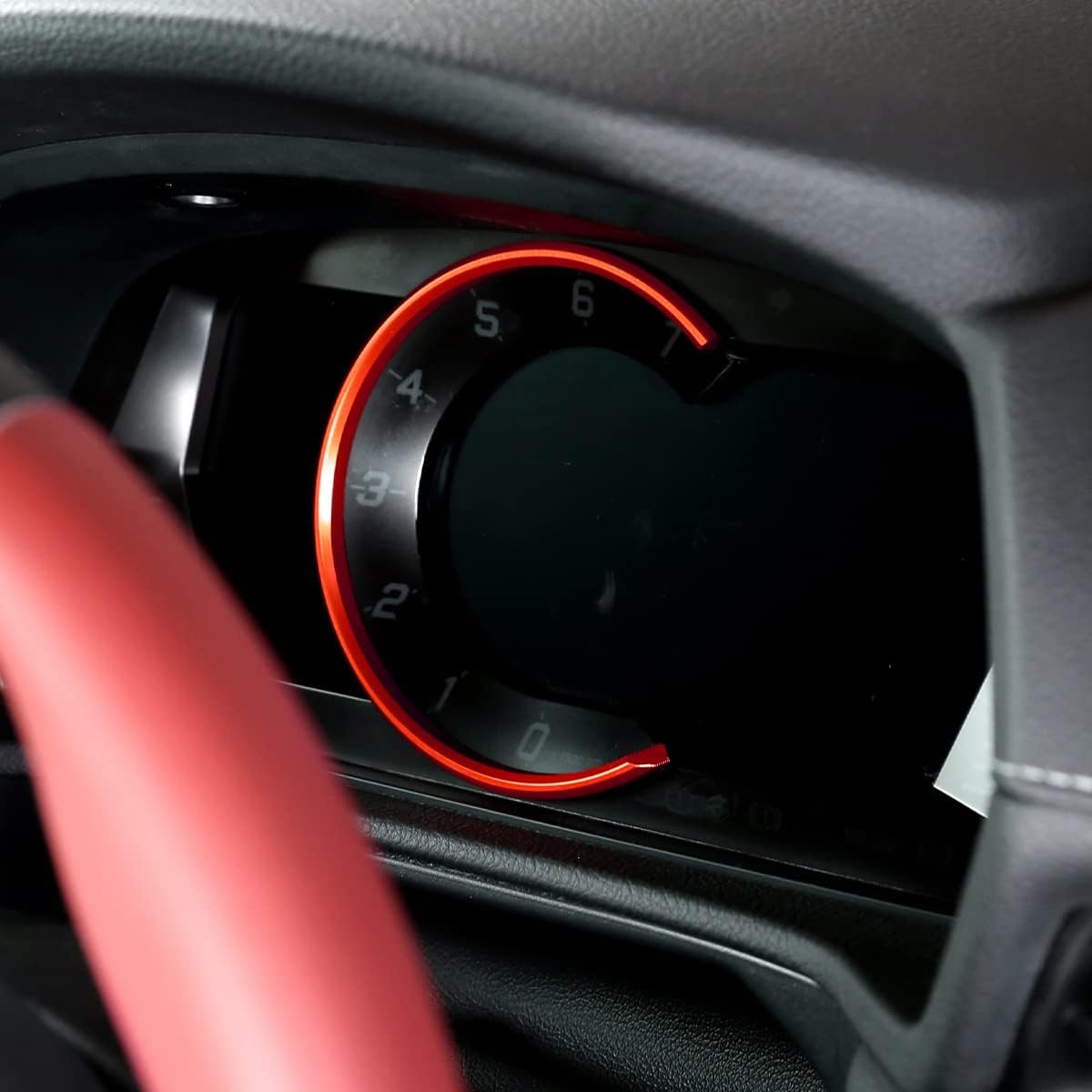 Daeiclru Dashboard Trim Ring Fit for Toyota Supra GR A90 A91 MK5 2018-2022, Interior Tachometer Decoration Ring Cover, Dashboard Gauge Meter Surrounding Ring Accessories (Red)