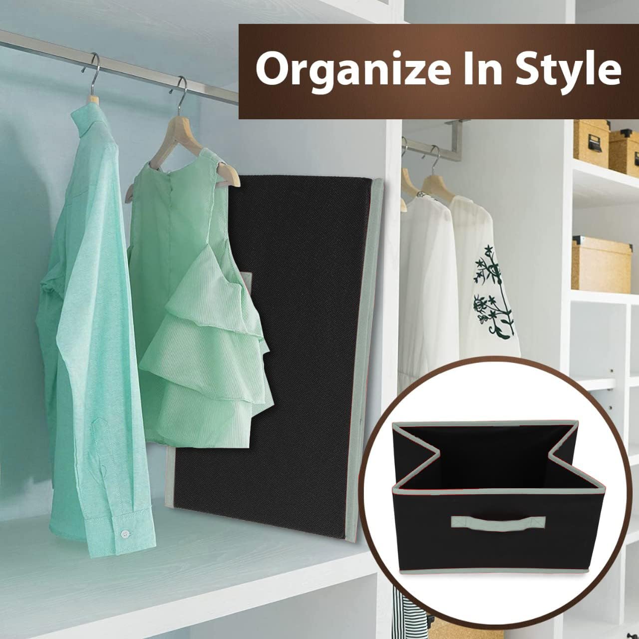 DOUBLE R BAGS Multipurpose Rectangular Foldable Storage Box, Drawer Storage and Cloth Organizer Clothing Storage Bins, Cloth Bins for Closet Organization (Pack of 10, Grey) 2