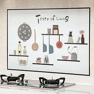Oil Proof Wall Stickers Wallpaper Kitchen Backsplash Wall Protector Tools Pattern Waterproof Heat Resistant Tabletop Self-Adhesive Sticker for Kitchen Dining Room Wood Countertop (1)