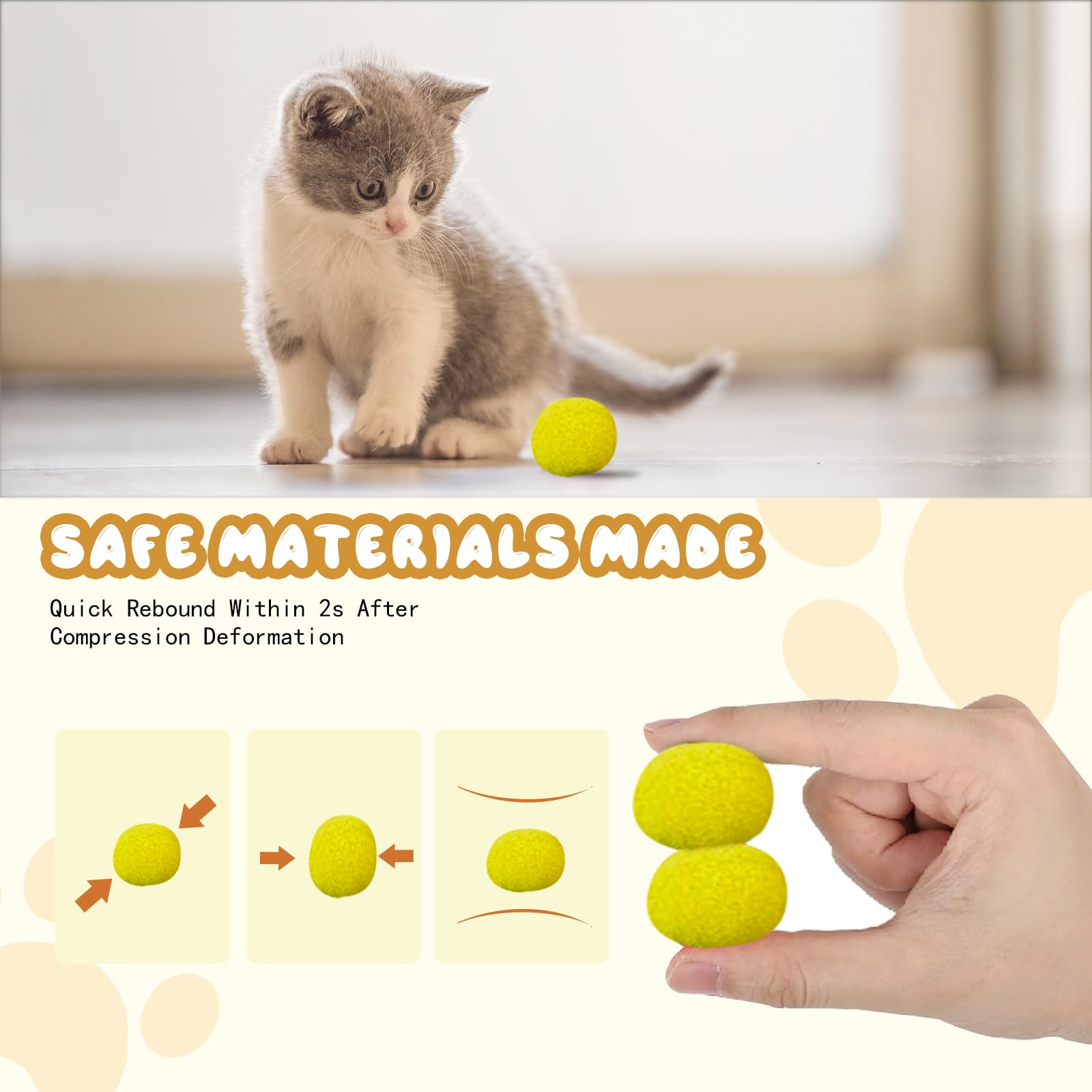 RILYSUN Ball Launcher Toys for Cats Interactive Toys for Cats Pompom Balls with Launcher and Colorful Soft Pompom Balls (20 Balls & 1 Launcher) - Image 3