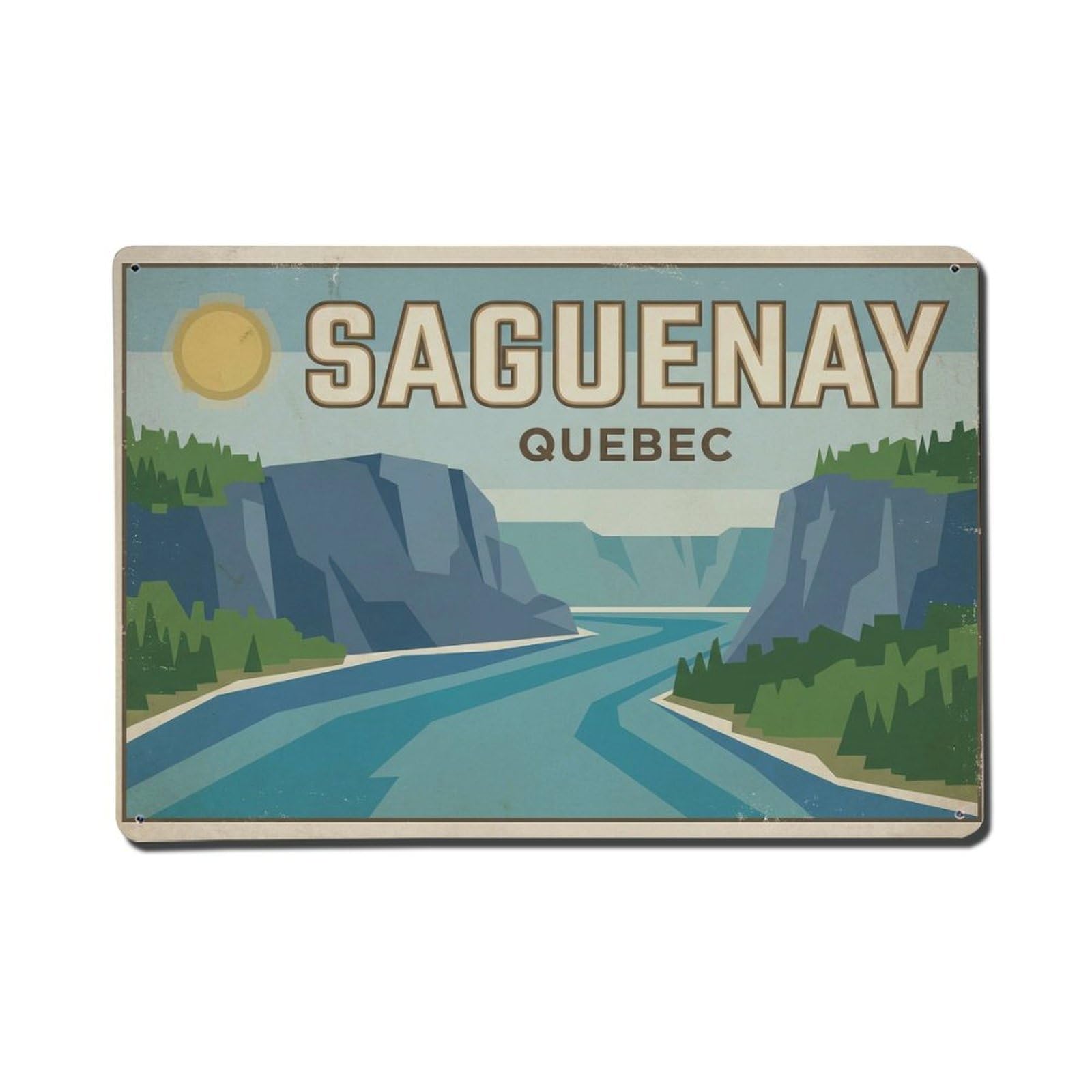 Xanthor Style Travel Vintage Canada Saguenay Metal Tin Sign