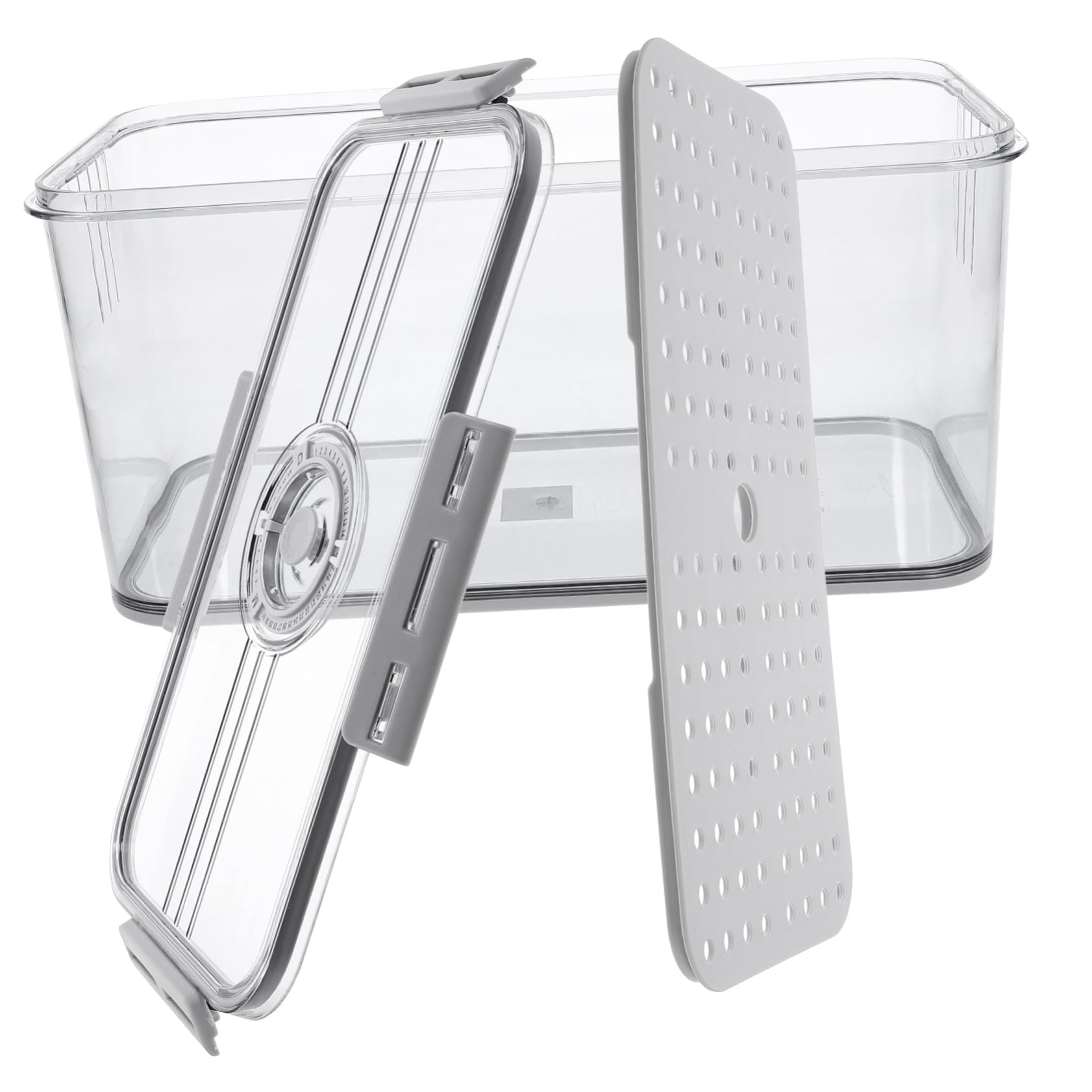COLLBATH Frischebox aus Pet mit Deckel und Abtropfplatte für Kühlschrank | Transparentes Design, Hält Lebensmittel Frisch, Geeignet für Obst und Speisen in Schränken