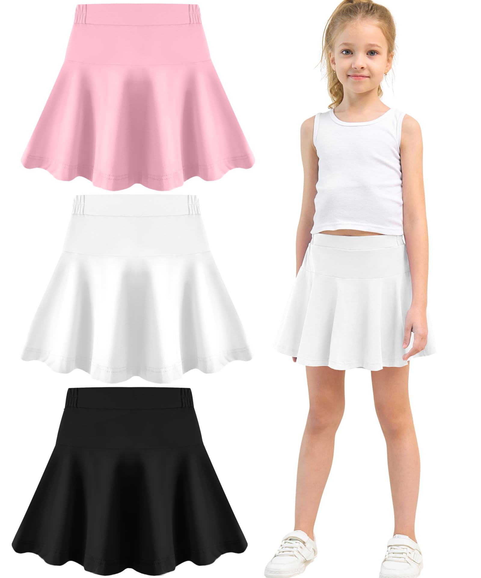 Toddler Skirt Little Girls Athletic Uniform Skorts Golf Outfit Cheer Tennis Skirts with Shorts