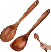 Wooden Spoon Set, 2 Pack Wooden Cooking Spoons for Kitchen, 32.5CM Wooden Utensils for Stirring and Mixing, Durable Wooden Spoons for Cooking