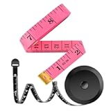 2 Pack Tape Measure Measuring Tape for Body Fabric Sewing Tailor Cloth Knitting Vinyl Home Craft Measurements&comma; 60-Inch Soft Fashion Pink & Retractable Black Double Scales Rulers for Body Weight