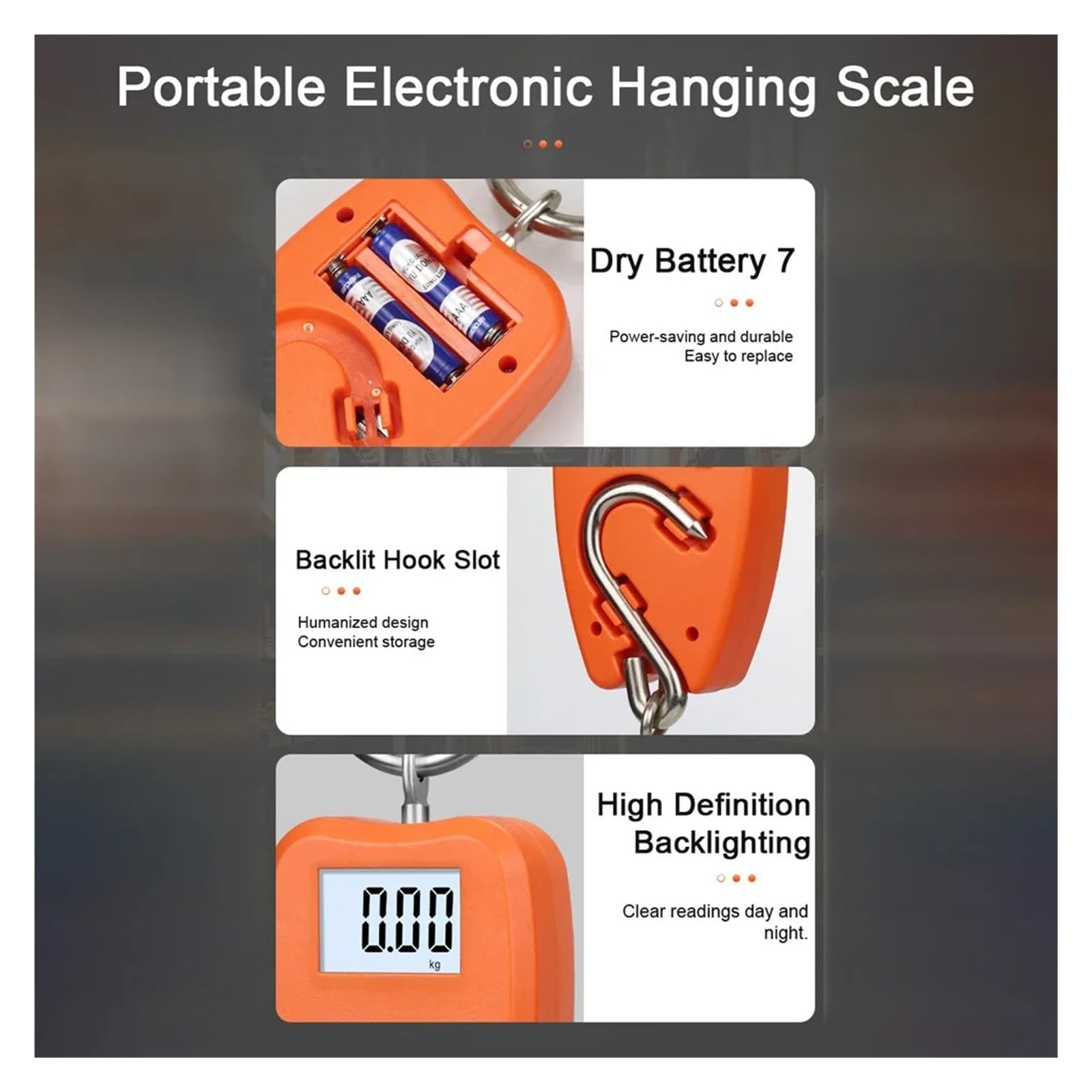 Bilancia elettronica portatile for bagagli Bilancia digitale multifunzionale Display LCD Strumento di pesatura portatile da viaggio per l'edilizia, la fabbrica(Black)