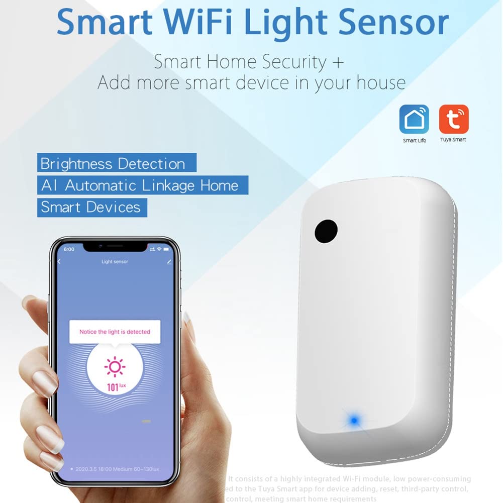 Rensimote Light Sensor Linkage Control Brightness Sensor Brightness Sensor Illumination Tuya WiFi, White - Image 3
