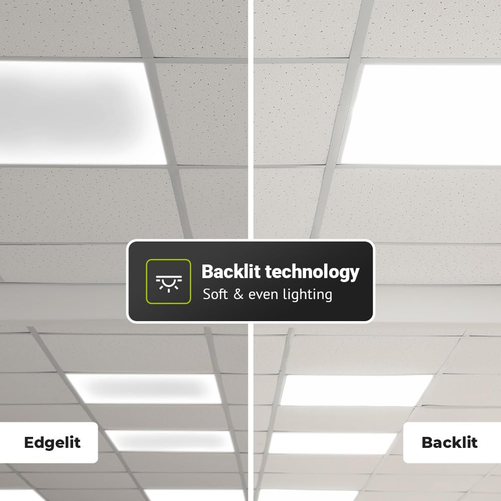 HOFTRONIC - LED Panel 60x60-4000K Neutralweiß - 36 Watt 4860 Lumen (135lm/W) - Rasterleuchte - Flimmerfrei - 5 Jahre Garantie - Deckenpanel - Lichtpanel