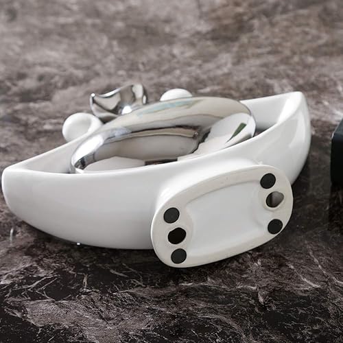 Miniatura 6 de Anding Florero de cerámica Estatua Florero de plata Florero blanco Decoración del hogar Escultura decorativa de cerámica (Florero plateado-99691)