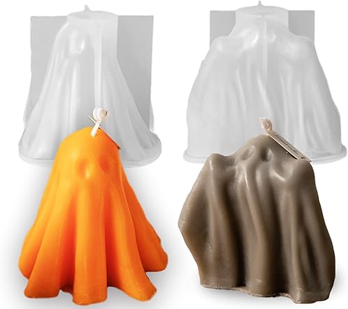 Moldes de silicona para velas de calabaza de Halloween, moldes 3D de fantasma de la muerte para hacer velas, resina, jabón, pasteles, chocolate,
