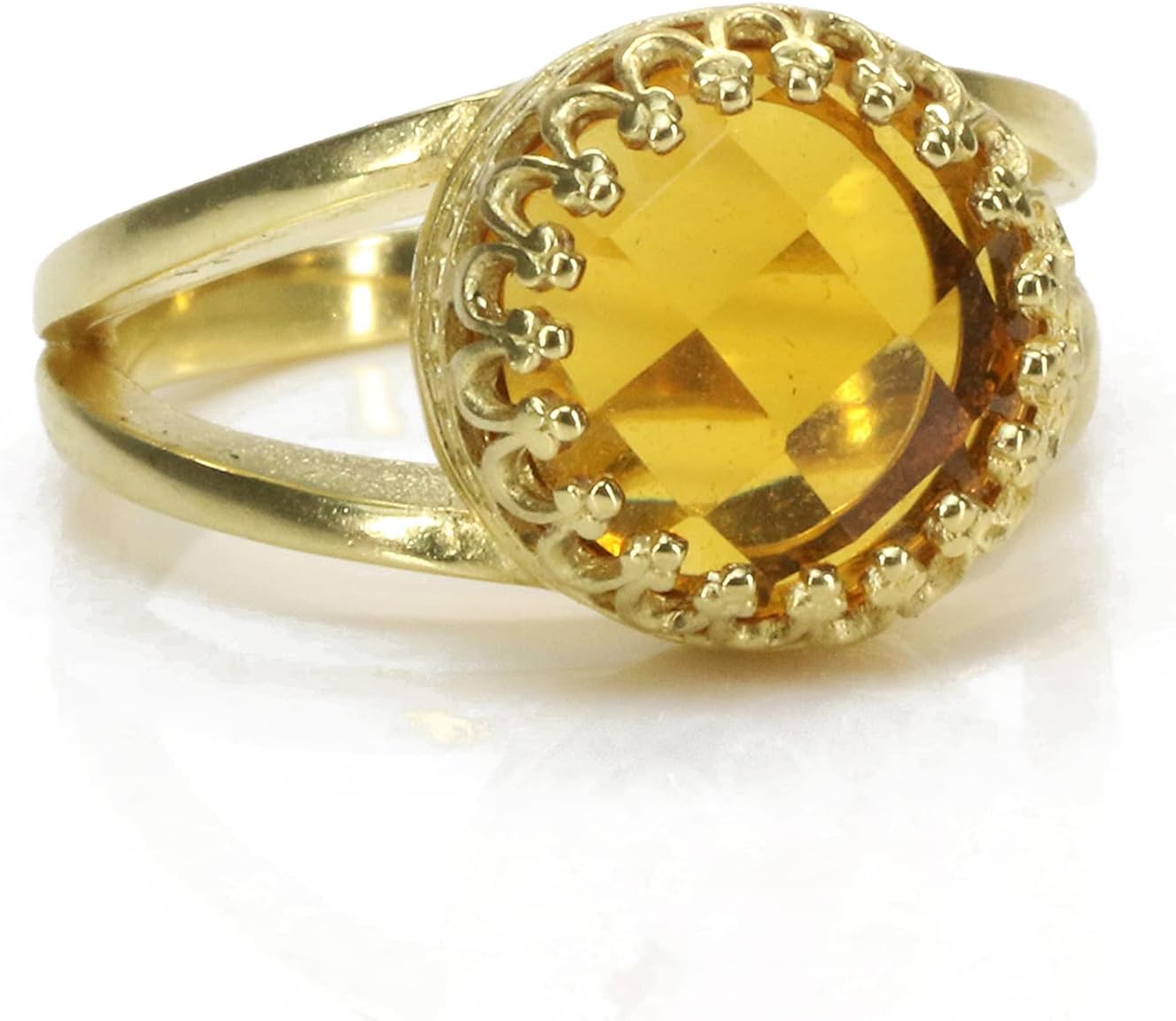 Delicate Citrine Gemstone Ring - Vintage Style Birthstone Rings for Women - Handmade Gold Jewelry for Fashion, Wedding, Engagement, Anniversary and Birthday for Her - Customizable