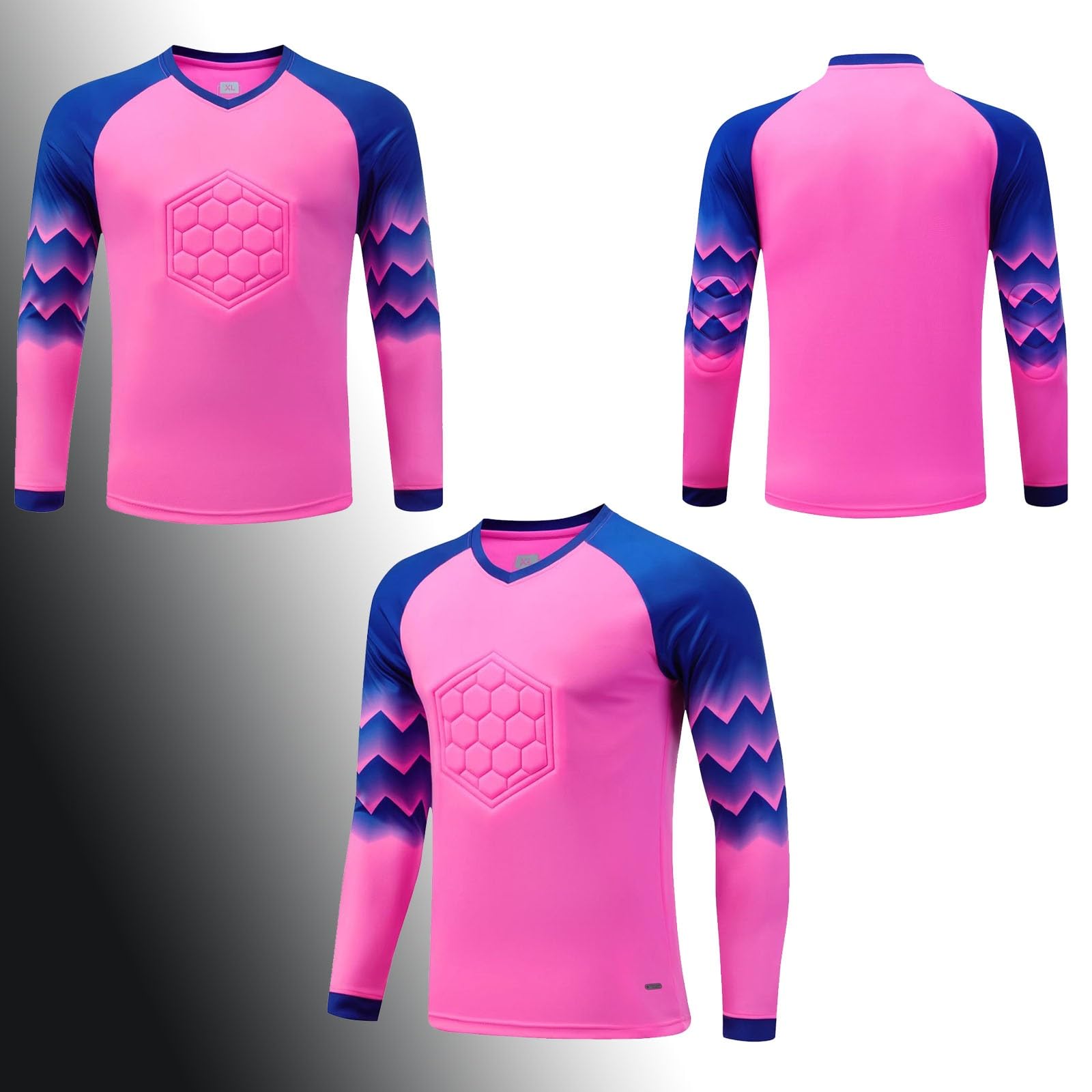 Personalisierte Kinder Torwart Trikots, Benutzerdefiniert Torwart Trikots für Herren mit Benutzerdefiniertem Namen Team Nummer Logo(Pink)