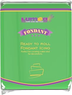 Dekozauber24 Fondant green, 1.1 LB, for cakes and figurines, gluten free, slight vanilla taste, green fondant icing ready to roll for edible cake decoration