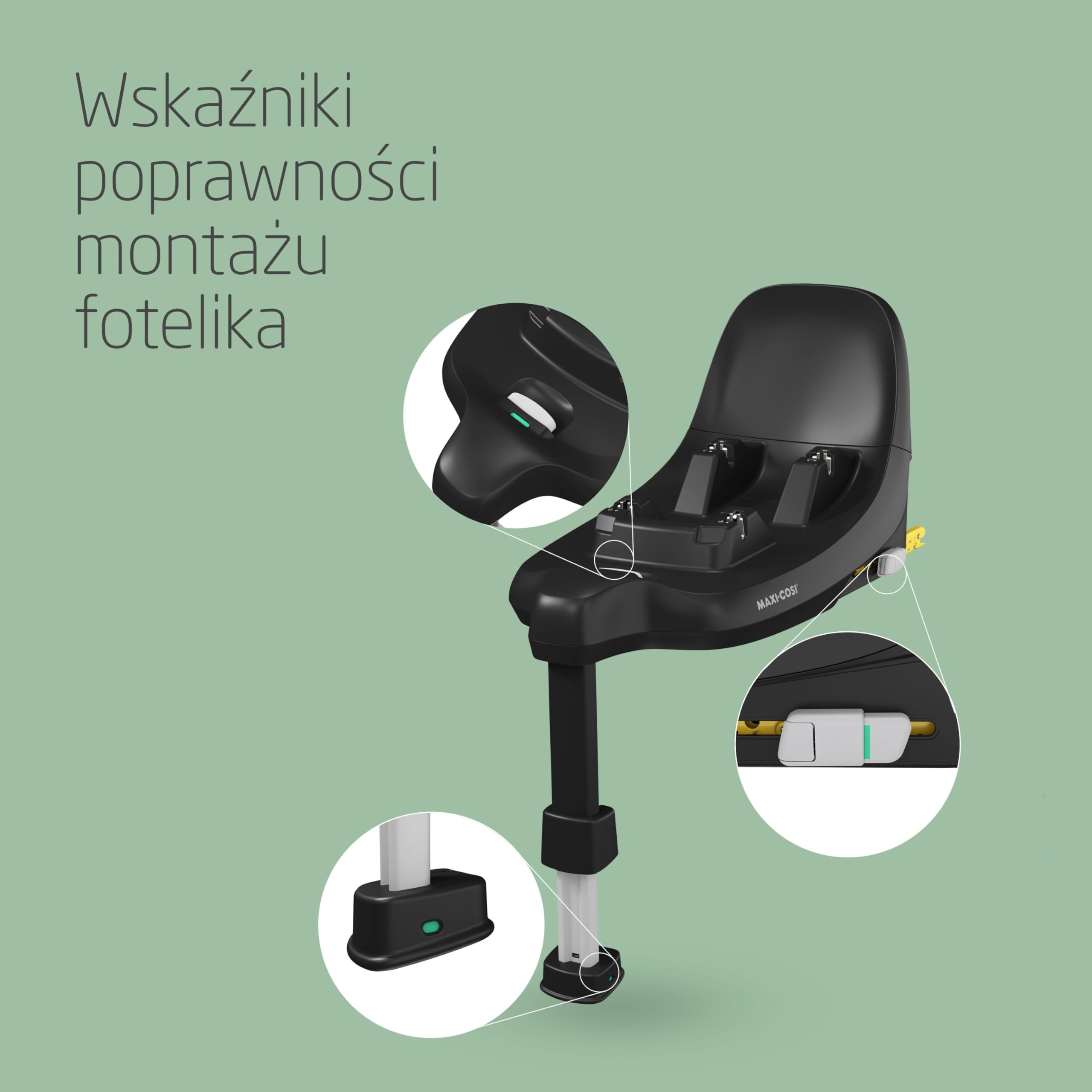 Maxi-Cosi FamilyFix S, Podstawa Baza ISOFIX, 0–4 lata, 40–105 cm, Podstawa fotelika samochodowego, Podróż tyłem do kierunku jazdy, Montaż za pomocą 1 kliknięcia, Wskaźniki poprawności montażu fotelika