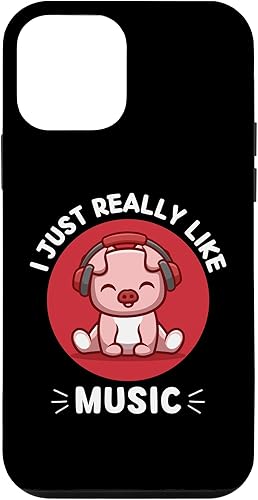 iPhone 12 mini Kawaii Pig I Just Really Like Music Kawaii Aesthetic Case