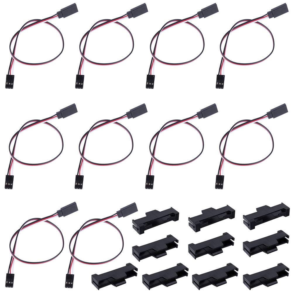 Hobbypark30cm Servo Extension Lead Wire Cable Male to Female & Safety Connector Clips Lead Lock for KK MWC Control Board RC Models