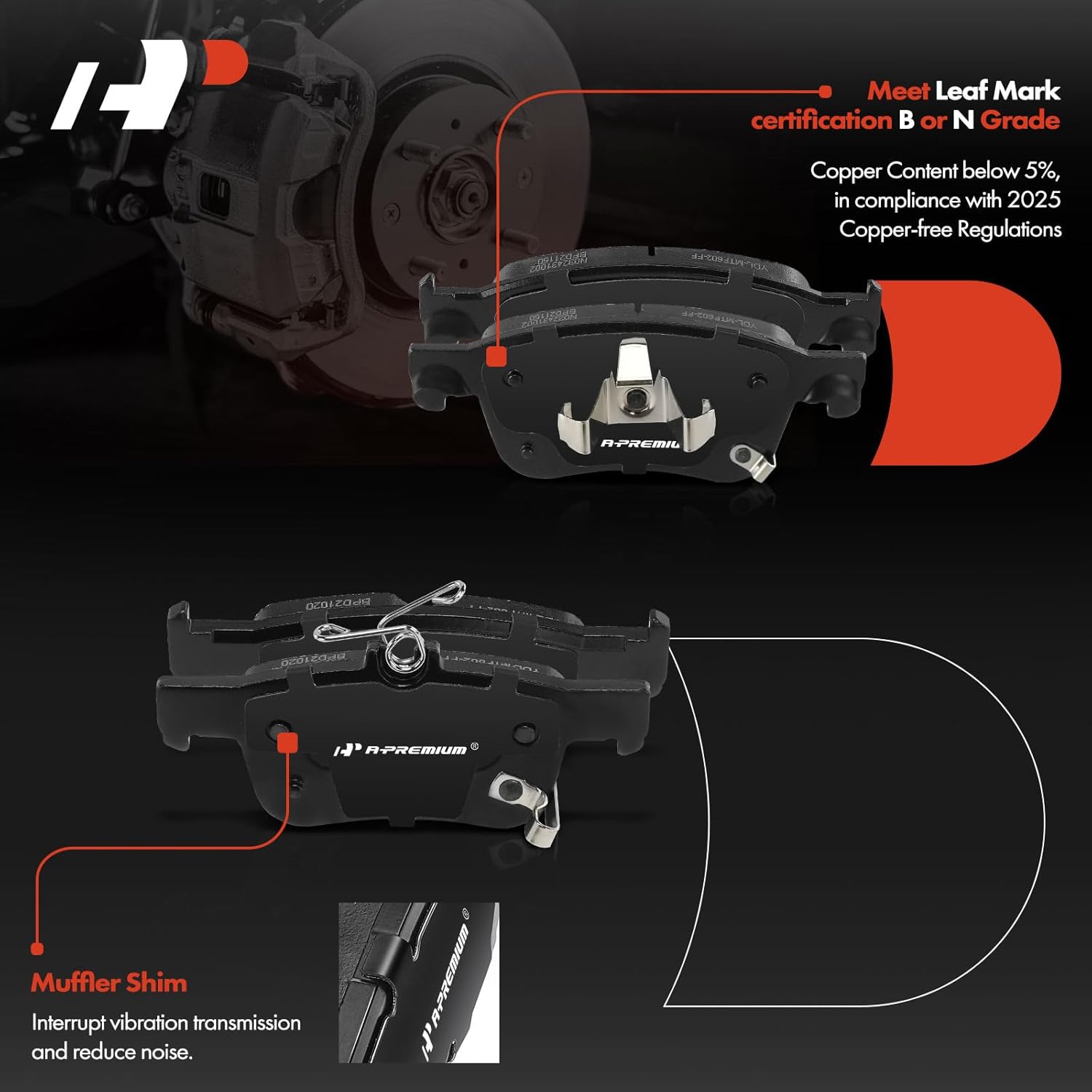 A-Premium Front and Rear Drilled and Slotted Disc Brake Rotors + Ceramic Pads Kit Compatible with Select Honda Models - Accord 2018 2019 2020 2021 2022, 12-PC Set