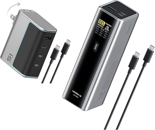 CUKTECH 15 Ultra 20000mAh 140W Power Bank+140W 4-Port USB C Laptop Charger, PD3.1 Batería de carga rápida con pantalla inteligente, compatible con