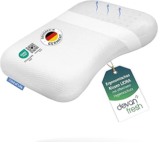Third of Life Ergonomisches Rücken- und Seitenschläferkissen Liora, Memory Foam Kissen mit Schulterbogen, Nackenstützkissen 48x37x10,5 cm, Kopfkissen für erholsamen Schlaf, allergikerfreundlich