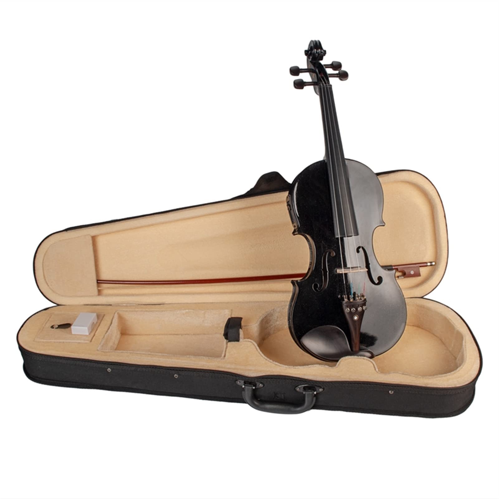 Violon électrique 4/4 Noir En Bois - Archet Bois Du Brésil - Inclus étui, Colophane, Chevalet - Qualité Pro