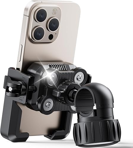 Soporte para teléfono de bicicleta, compatible con cámara militar antivibraciones Soporte de teléfono de motocicleta, bloqueo 1S Soporte de teléfono