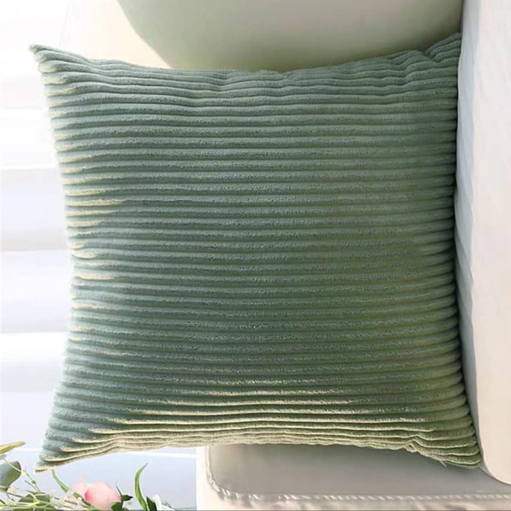 Super King Size Pillow Cases 80x80 75x75 Cm,Square Extra Large Cushion Covers Soft Throw Pillow Cover With Zipper Corduroy Decorative Pillowcases For Sofa Couch(Matcha Green,20x20 inch 1pc) โ image 1