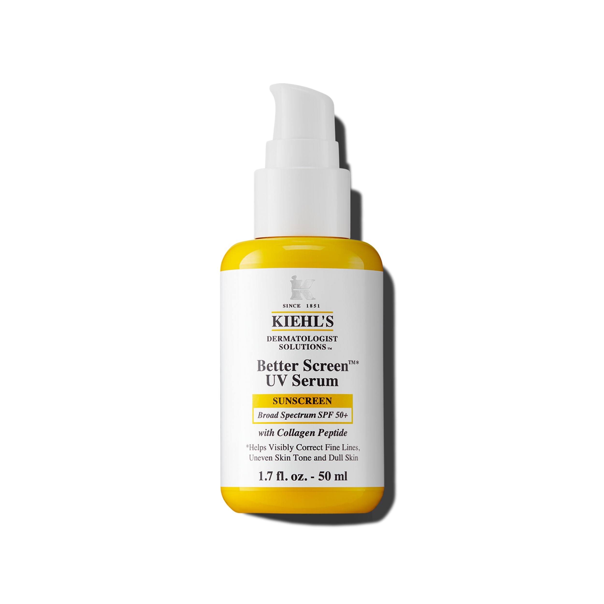 Kiehl's Better Screen UV Serum SPF 50+, Invisible Facial Sunscreen with Collagen Peptide, UV Filters to Shield UVA & UVB, Helps Correct Visible Signs of Aging, Boosts Skin Radiance