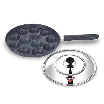 Varna Non Stick 12 Cavity Aluminium Paniyaram Pathra| Appam Pan with Stainless Steel Lid
