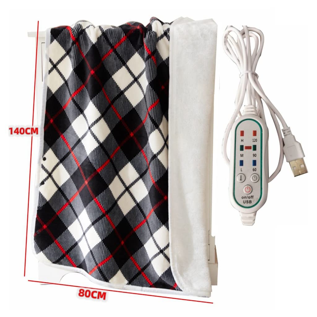 Bezprzewodowy podgrzewany koc szal USB, zimowy ocieplacz w kratę flanelowy podgrzewany koc, przenośny elektryczny koc grzewczy podgrzewany szal z funkcją pomiaru czasu, 3 ustawienia ogrzewania (kolor: styl-2, rozmiar: 72 *
