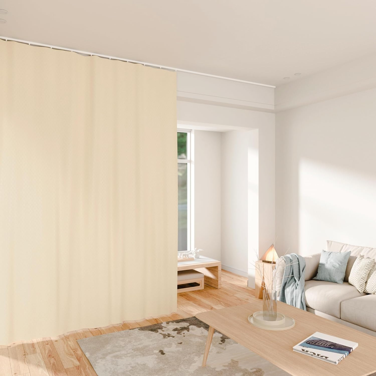 MaKefeile Tende divisorie – Pannello oscurante totale per la privacy, isolamento termico e riduzione del rumore, per camera da letto/finestra/soggiorno, binario per soffitto, larghezza 3,8 m x altezza
