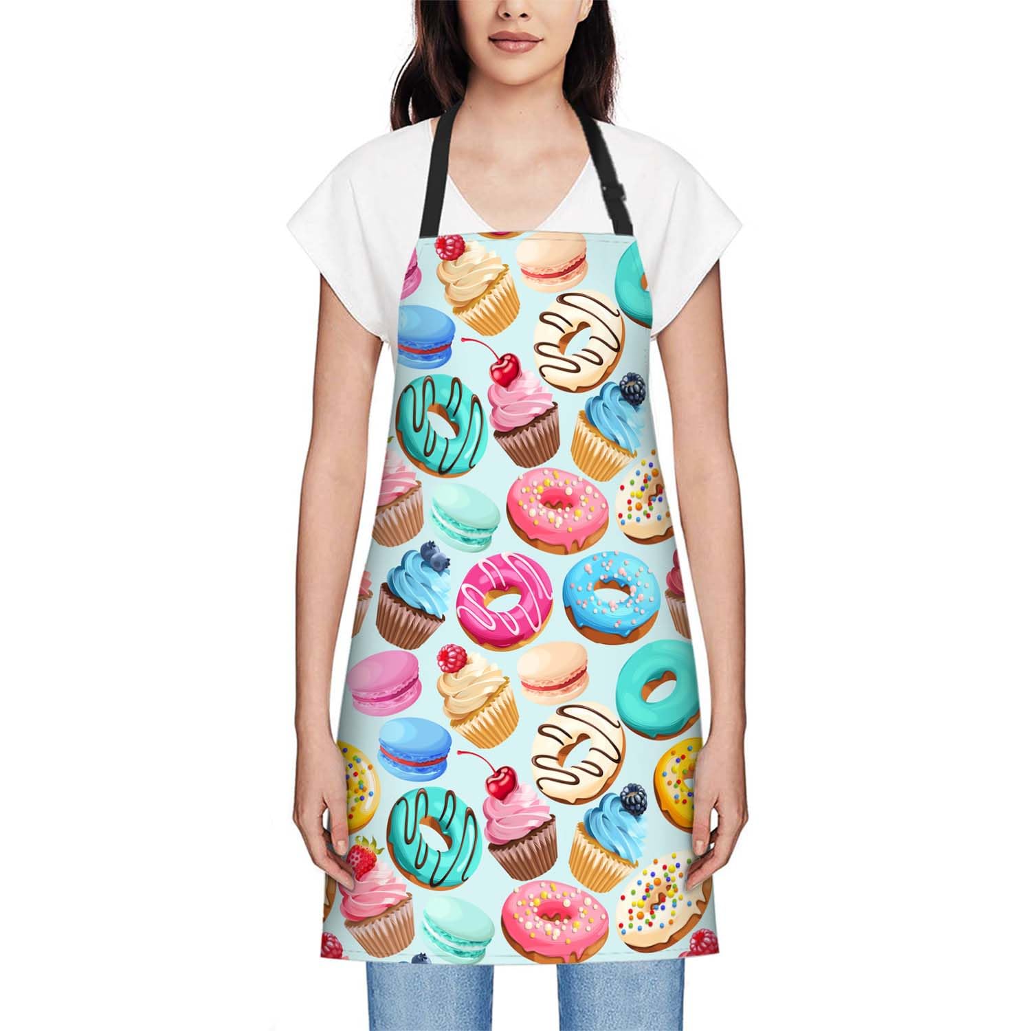 Smooffly Sweets Apron Adjustable Apron Cooking Kitchen Chef Women Men Aprons for Home Kitchen Restaurant, Coffee House - Image 2