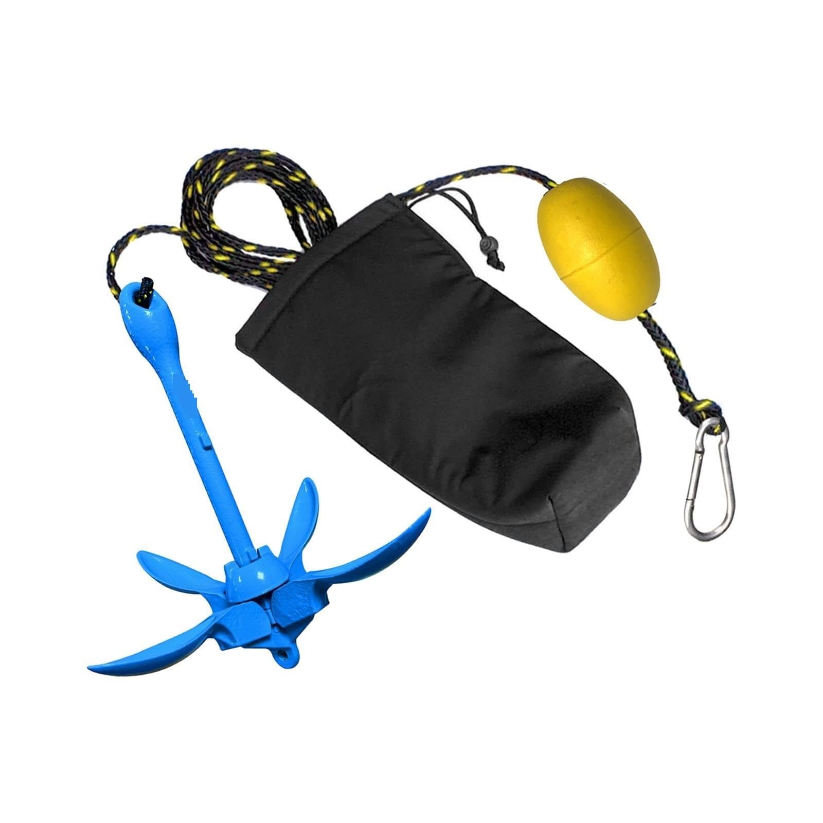 Corda di Ormeggio, Kit completo di ancoraggio a rampino boa for piccole imbarcazioni da 3, libbre Blu Ancora pieghevole a 4 artigli Pesca Piccole