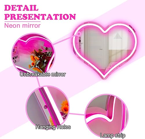 Miniatura 4 de Letreros de neón con forma de corazón rosa para decoración de pared, luces LED de neón regulables alimentadas por USB para habitación, boda,