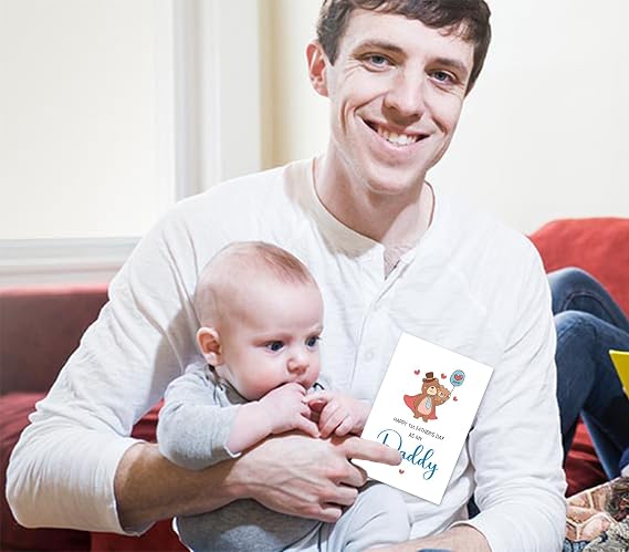 Happy First Father's Day As My Daddy Card 1st Daddy Card From Baby Happy First Fathers Day Cards with Envelope New Dad Birthday Cards Bear Themed 1st Fathers Day Gift From Baby