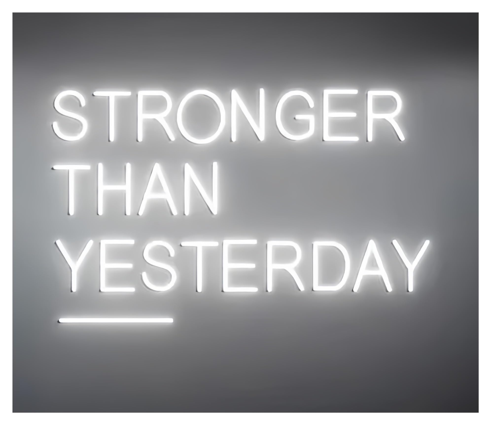 SHOUXI Sign Lamp Stronger Than Yesterday Neon Sign, Gym Sign, Home Gym Decor, Wall Decor(C,50cm)