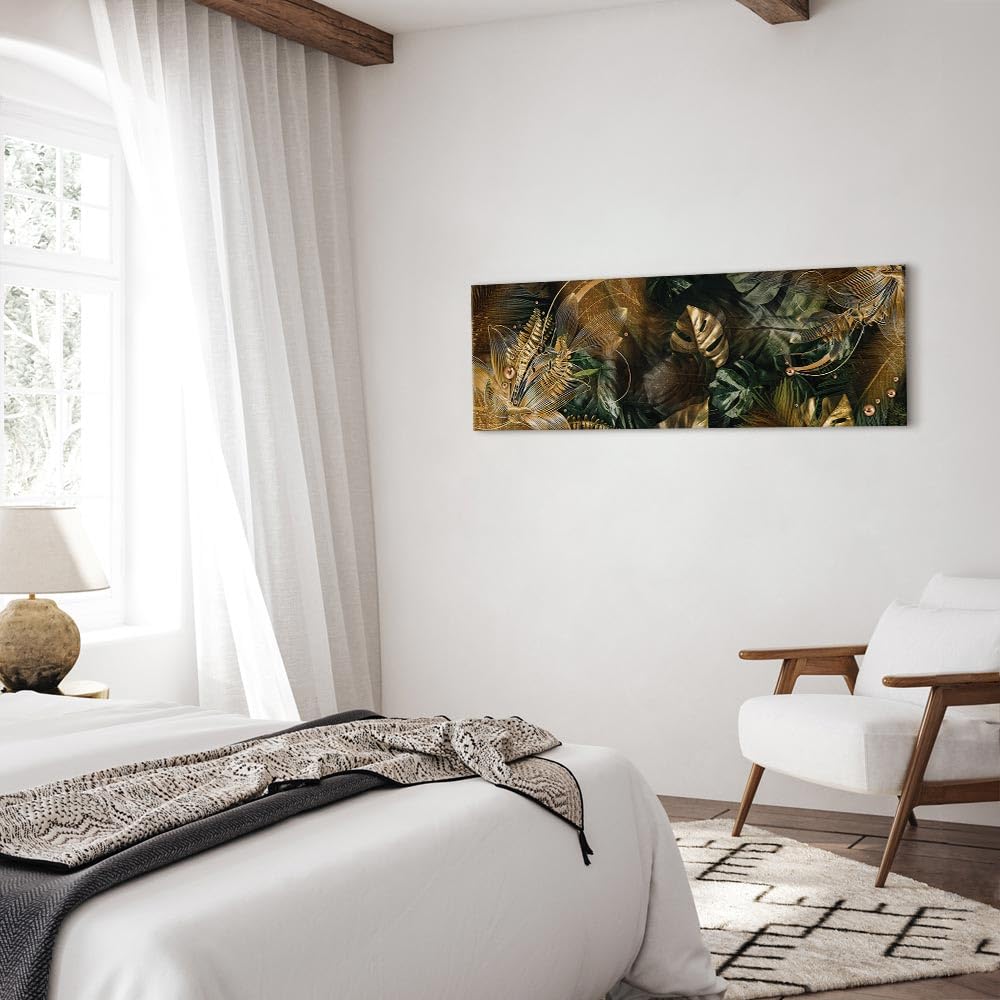 murando Quadro Astratto 150x50 cm 1 pezzo Stampa su tela XXL Immagini moderni Murale Fotografia Grafica Decorazione da parete Pianta Monstera Botanico Foglie b-C-0841-b-a