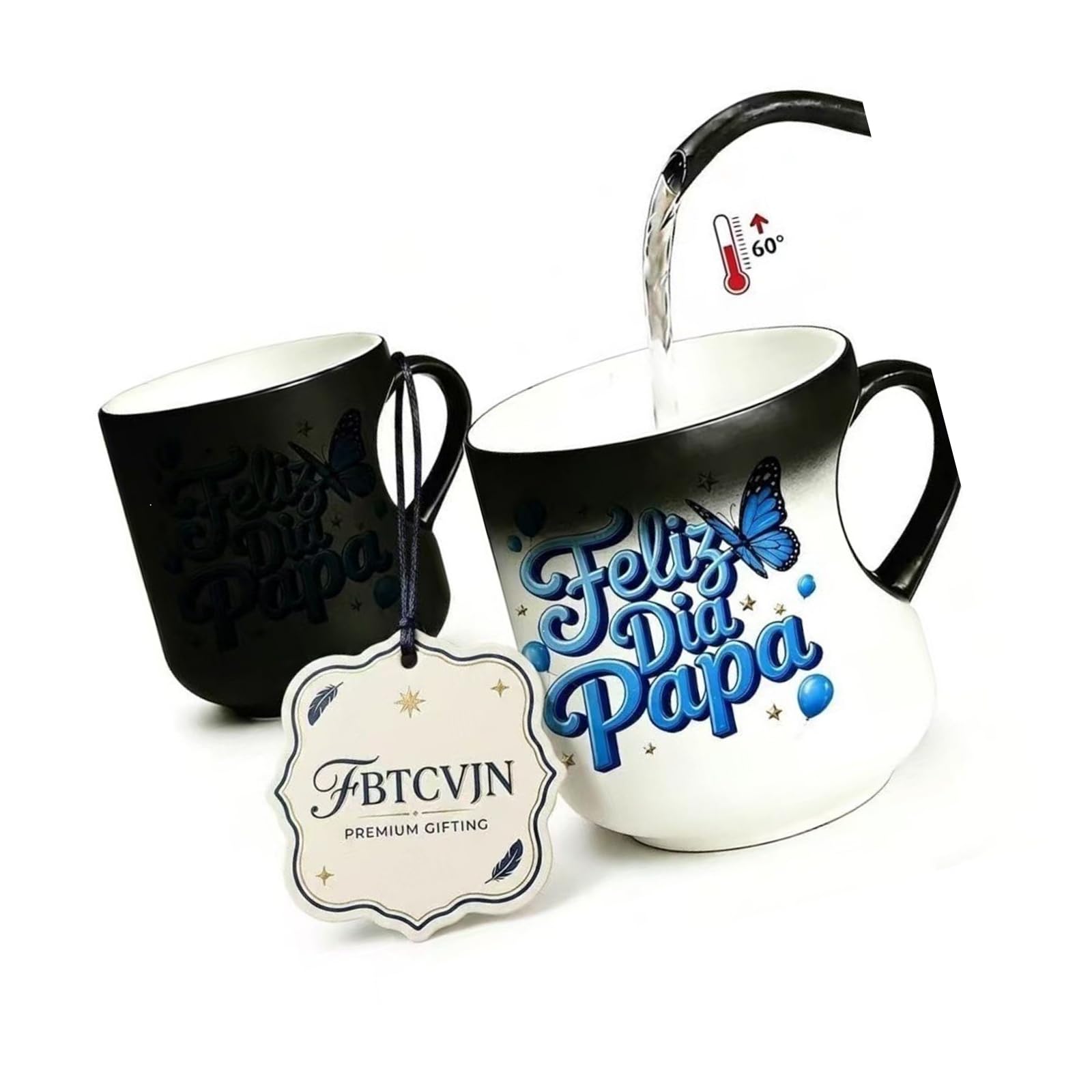 Oxxggkao Blue Kitchen Ceramic Coffee Cup 301-400Ml, Heat Activated Color Changing Mug For Hot Drink Enjoyment Daily Thermal Reveal Cup Tea Drinkware Breakfast Cocoa Desk Sipping Ceramic Drink Daily