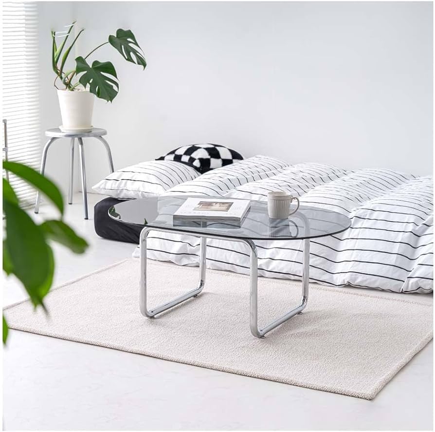 Amazon.co.jp: smoo ガラス テーブル オーバル ローテーブル リビング