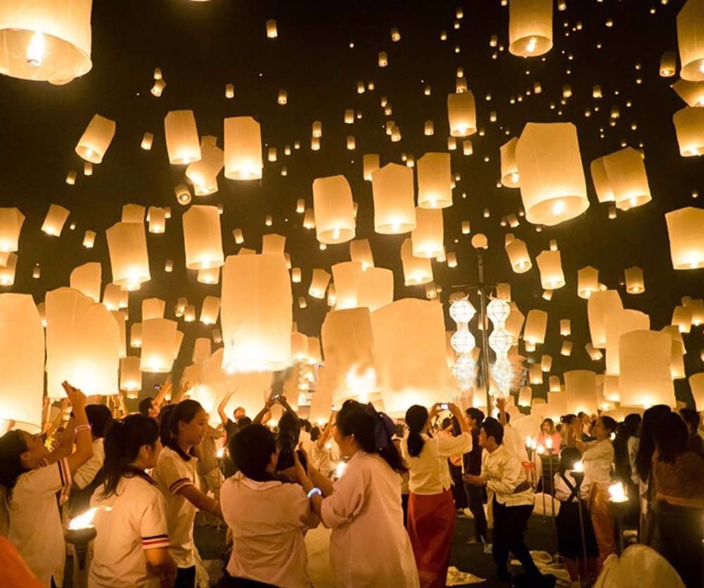 Linterna de papel Aohang, luz que vuela por el cielo para pedir un deseo, para camping, paquete de 2 (color blanco)