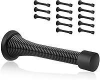 Vista 32 de Paquete de 6 topes de resorte para puerta, color blanco, 3-1/4 pulgadas, flexibles con puntas de parachoques de goma blanca