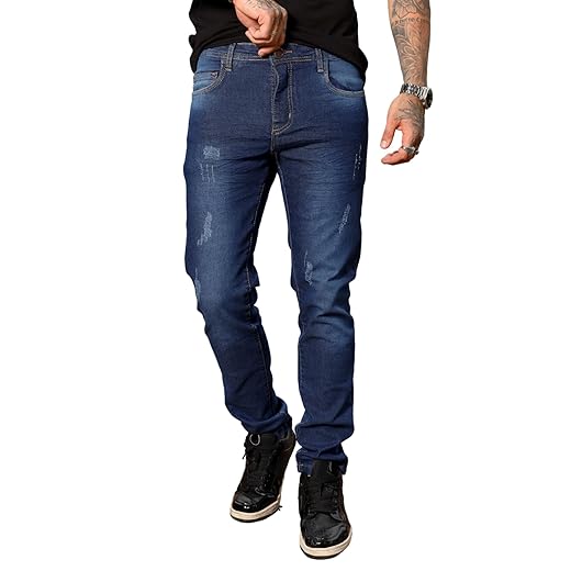 Calça Jeans Masculina Slim Fit Elastano Premium Com Chaveiro