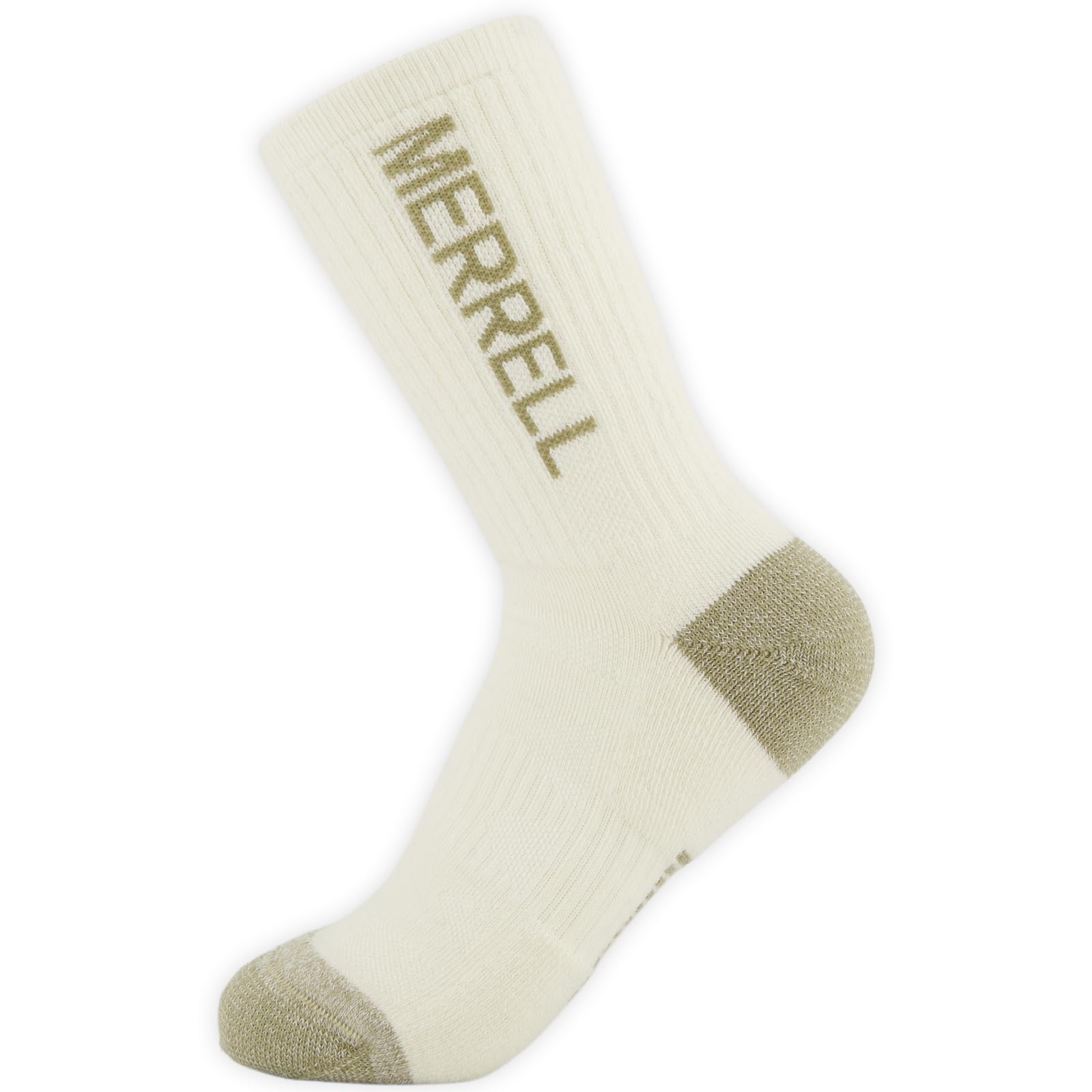 Merrell Moab Hiking Crew Socks, Mid-Weight, Breathable Socks, Cushioning & Arch Support, Oatmeal Heather, Large-Extra Large