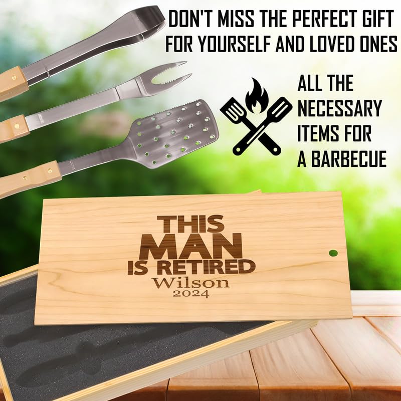 Set para Parrilla en Caja de Madera con Grabado Personalizado miniatura 6