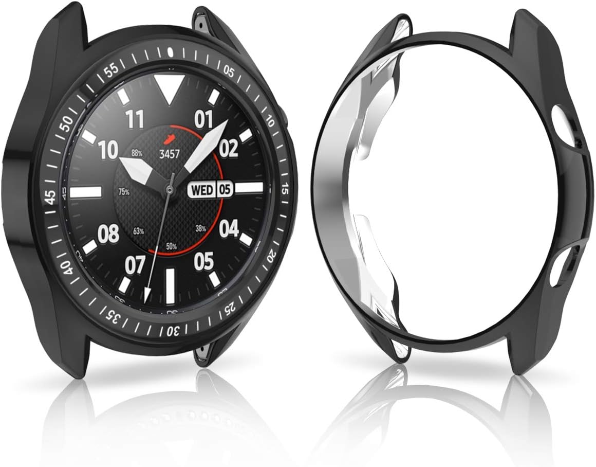 [2 Pack] JZK Samsung Galaxy Watch 3 45mm Bezel Ring Styling,Adhesive Cover Anti Scratch & Collision Protector Bezel Loop+Protector Case Bumper for Galaxy Watch 3 45mm SM-R840 SmartWatch Accessories
