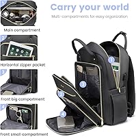 Vista 3 de LOVEVOOK Mochila para mujer, bolsa para laptop de 15.6 pulgadas para viajes de trabajo, Gris oscuro, Mochilas de viaje
