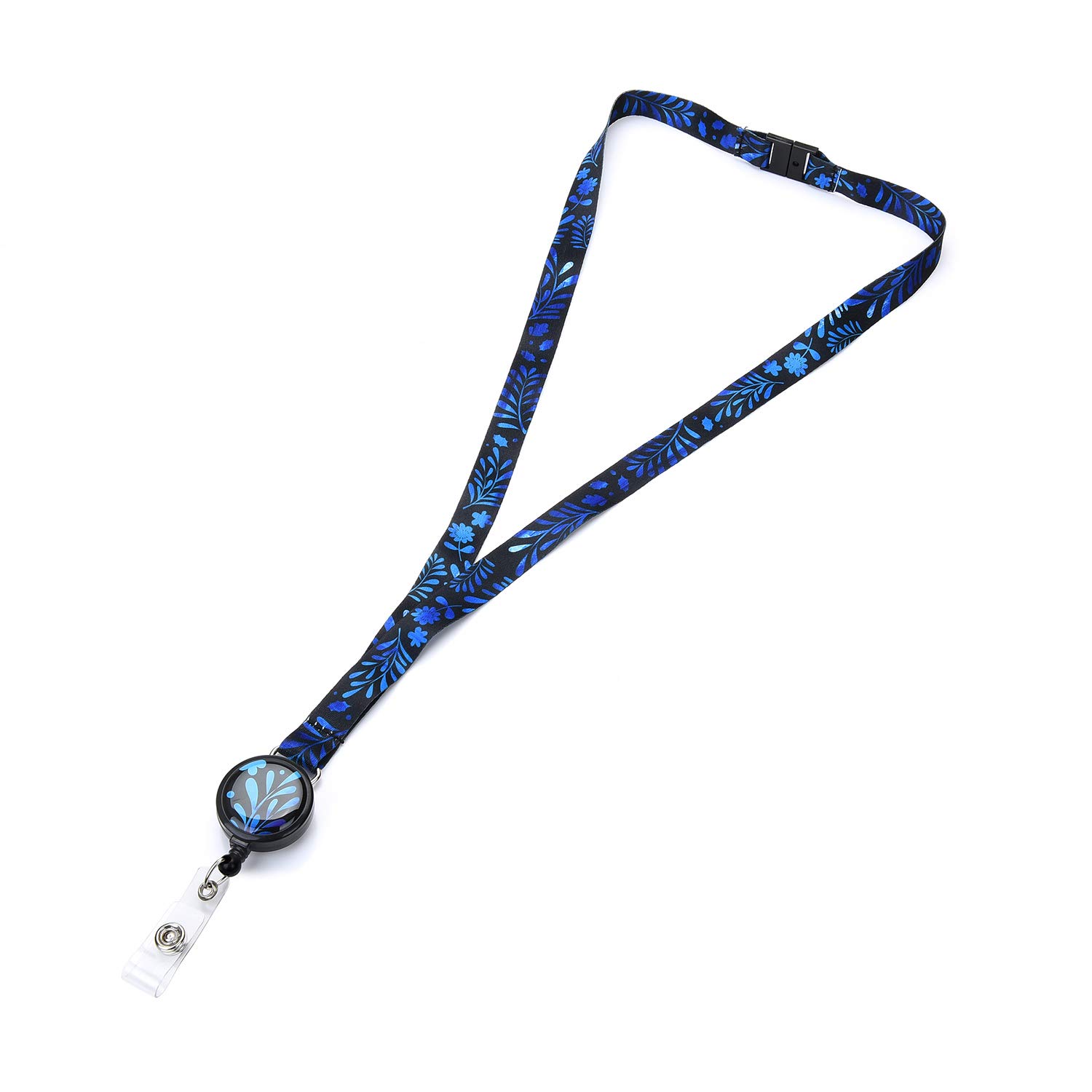 LUXIANDA Cordon tour de cou rétractable unique avec enrouleur de badge rétractable et fermoir de sécurité pour badge d'identific