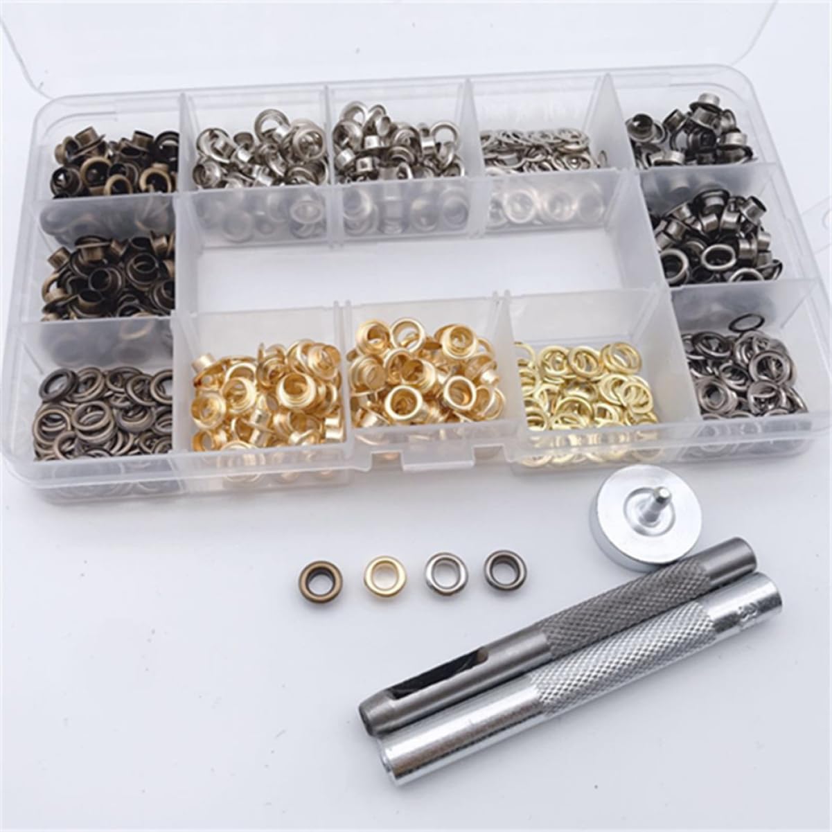 LALAFINA 400pezzi Occhielli Metallo Strumenti per Occhielli Adatti per Scarpe Vestiti Lacci delle Scarpe e Progetti di Artigianato Fai-da-te