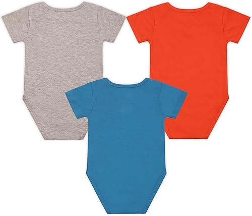 Vista 2 de Disney Mickey Mouse - Paquete de 3 mamelucos para recién nacidos y bebés, color azul, naranja y gris