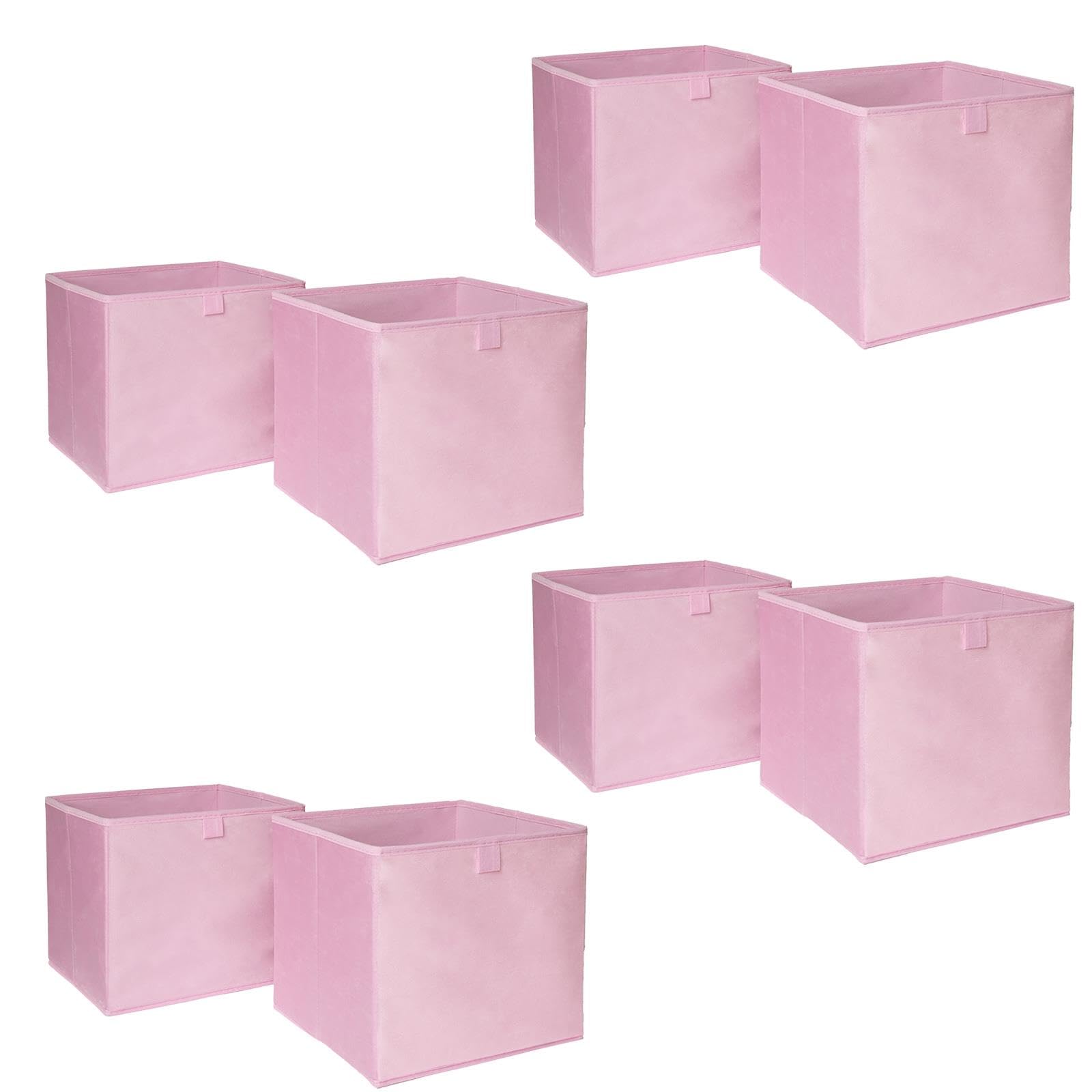 Ohs Light Pink Set Of 8 Matte Velvet Storage Boxes Home Organiser Toys Clothing Bathroom Pop Up Foldable Collapsible Cube Storage Boxes Space Saving Shelves Organiser Cube Baskets, Blush Pink