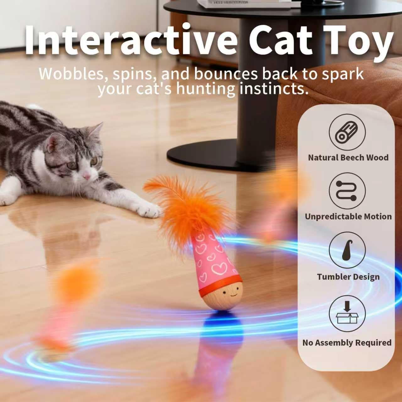 Amazon.com: Lulu's world Niuniu Wooden Cat Toy — Catnip-Free Self